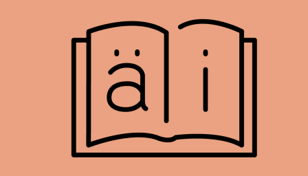 Ikoni jossa on avonainen kirja, jonka sivuilla kirjaimet Ä ja I.