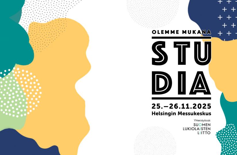 Olemme mukana Studia-messuilla 25.–26.11.2025 Helsingin messukeskuksessa.