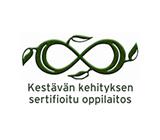 Kestävän kehityksen sertifioitu oppilaitos logo.